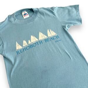 Vtg 80s Rehoboth Beach T-Shirt Small Delaware Blue Single Stitch Miller Grunge